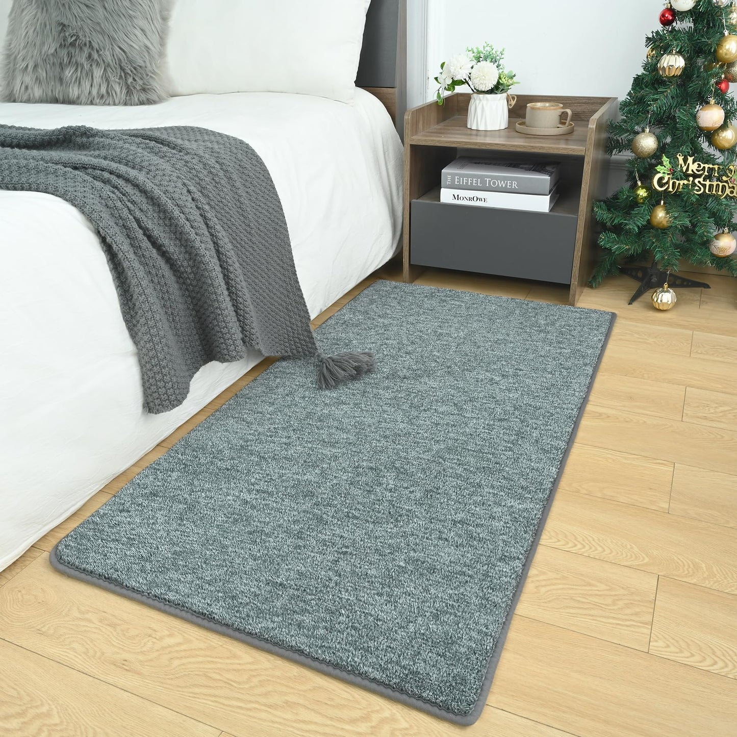 AROGAN Small Washable Area Rugs for Bedroom, 2×4 Runner Rug with Memory Foam for Hallway, Non Slip Fluffy Carpet Indoor Rug Runner for Kitchen, Bedside, Entryway Bathroom Home Decor, Grey