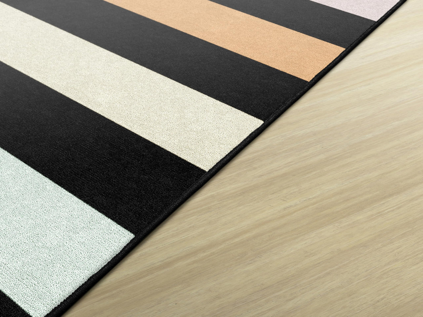 Flagship Carpets Rainbow Stripe On Black Children's Classroom Décor Area Rug for Schools, Durable and Fun for Learning Centers, Daycares and Preschools, 7'6" X 12'