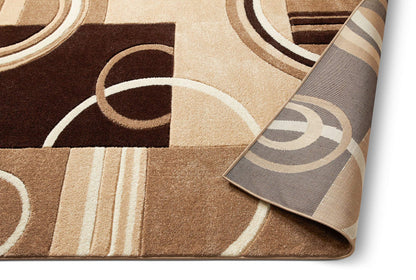 Well Woven Ruby Echo Shapes & Circles Geometric Ivory and Beige 5 by 7 Rug - Abstract Modern Thick Pile Carpet, Soft Durable Easy Care Floor Covering, Contemporary Neutral Geometric Pattern