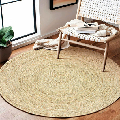 KEMA Natural 3ft Jute Braided Round Area Rug,Handmade Reversible Boho Farmhouse Rug, Rustic Vintage Handwoven Carpet for Living Room, Bedroom, Entryway