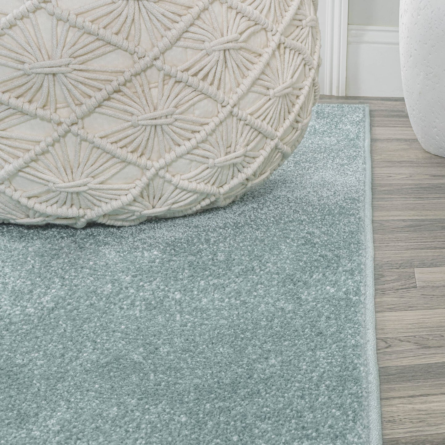 JONATHAN Y Haze Solid Low-Pile Aqua Blue Runner Rug 2x10, Coastal,Bohemian,Minimalist,Classic, Easy-Cleaning for Living Room,Bedroom,Kitchen,Pet Friendly,Non-Shedding (SEU100S-210)