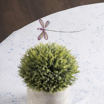 Maison d' Hermine Table Cloth Round Table 100% Cotton 63 Inches Tablecloth Reusable Decorative Everyday Use for Dining Room, Farmhouse, Home, Party, Festive & Wedding Spring Summer - Fleurs De Mai