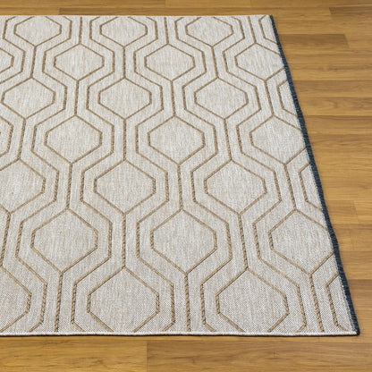 LUXE WEAVERS Moroccan Trellis Beige 5x7 Washable Area Rug, Anti-Slip Geometric Carpet