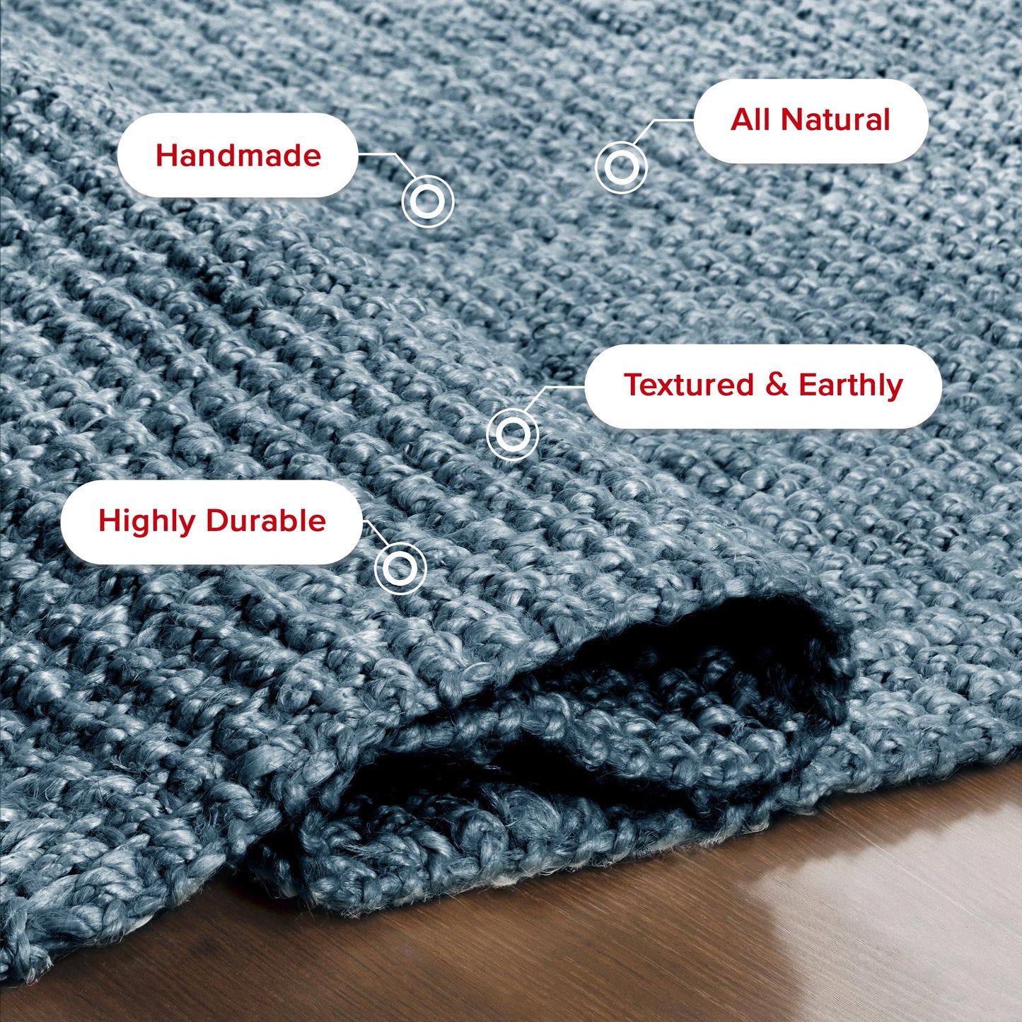 Nuloom Daniela Blue, 2'6" x 8', Handmade, Jute, Tassel, Soft and Textured, High Traffic, Stain Resistant, Easy Clean, Durable Runner for Bedroom, Living Room, Dining Space, Foyer, Entryway