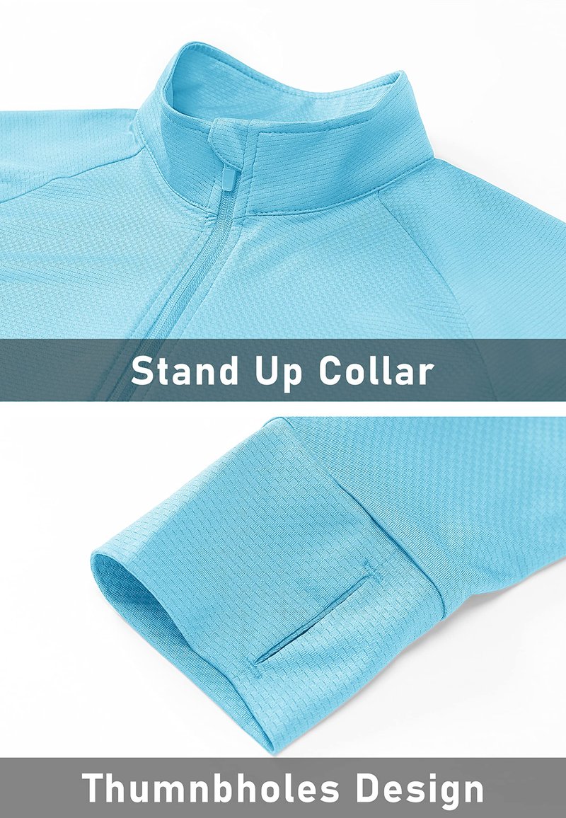 MAGCOMSEN Zip Up Lightweight Jacket for Women Sun Protection Athletic Shirts Long Sleeve Workout Jacket Light Blue M