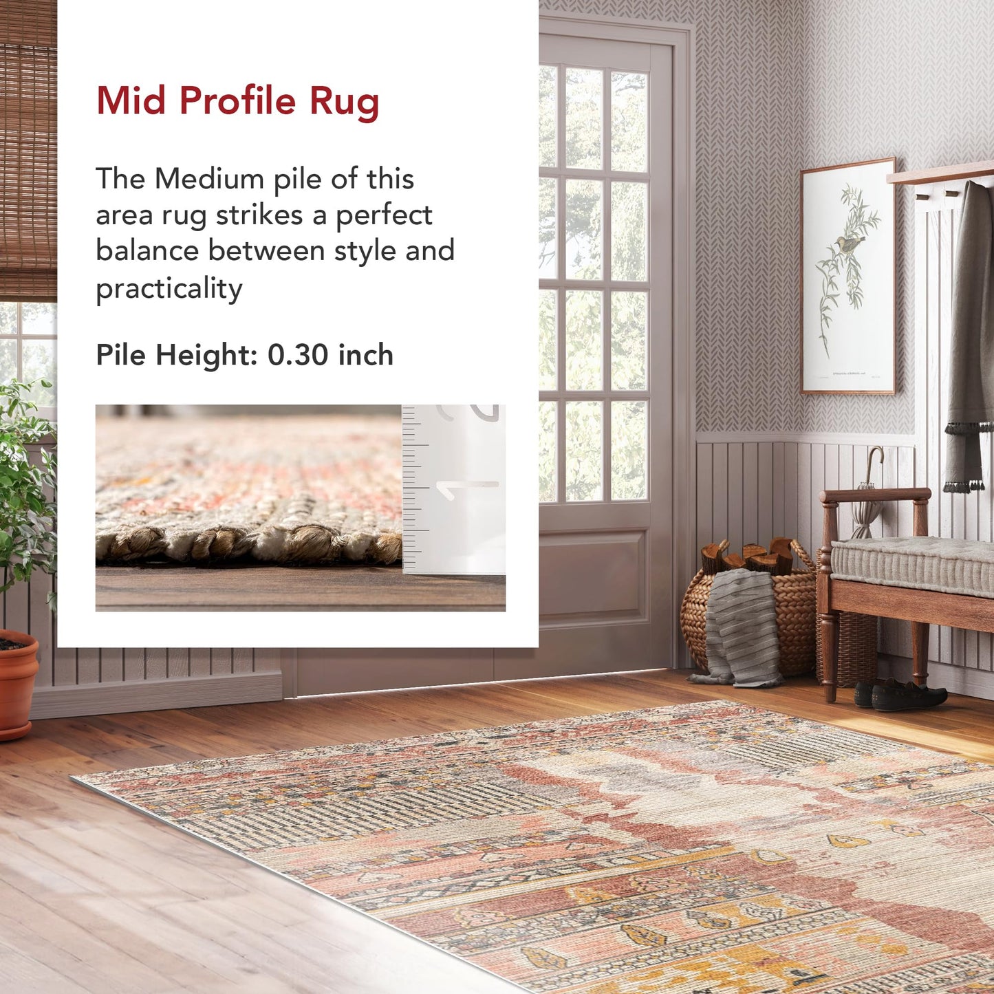 Nuloom Hermina Multicolor/Ivory, 3' x 5', Handmade, Jute, Tribal, Tasseled, Soft and Textured, High Traffic, Stain Resistant, Easy Clean, Durable Runner for Bedroom, Living Room, Dining, Foyer