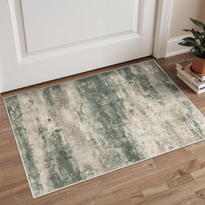 GENIMO 2x3 Rugs for Entryway, Washable Bathroom Kitchen Rugs Non Slip, Modern Abstract Soft Small Area Rug Indoor, Low Pile Throw Carpet, Sage Sand