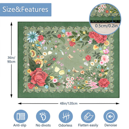 Office Chair Mat,48"x36"Floor Protector,Flowers Desk Chair Mat,Chair Mat for Hard Wood and Tile Floor Chair mats