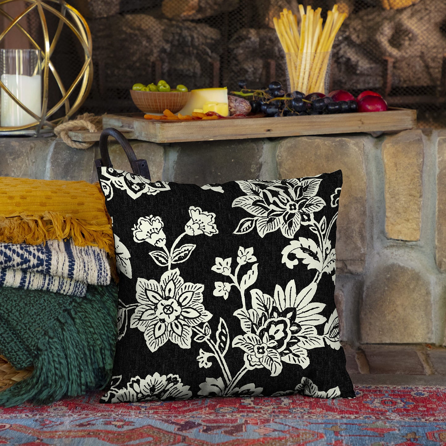Arden Outdoor Toss Pillow, 2 Pack, 16 x 16, Rain-Proof, Fade Resistant Pistachio Botanical