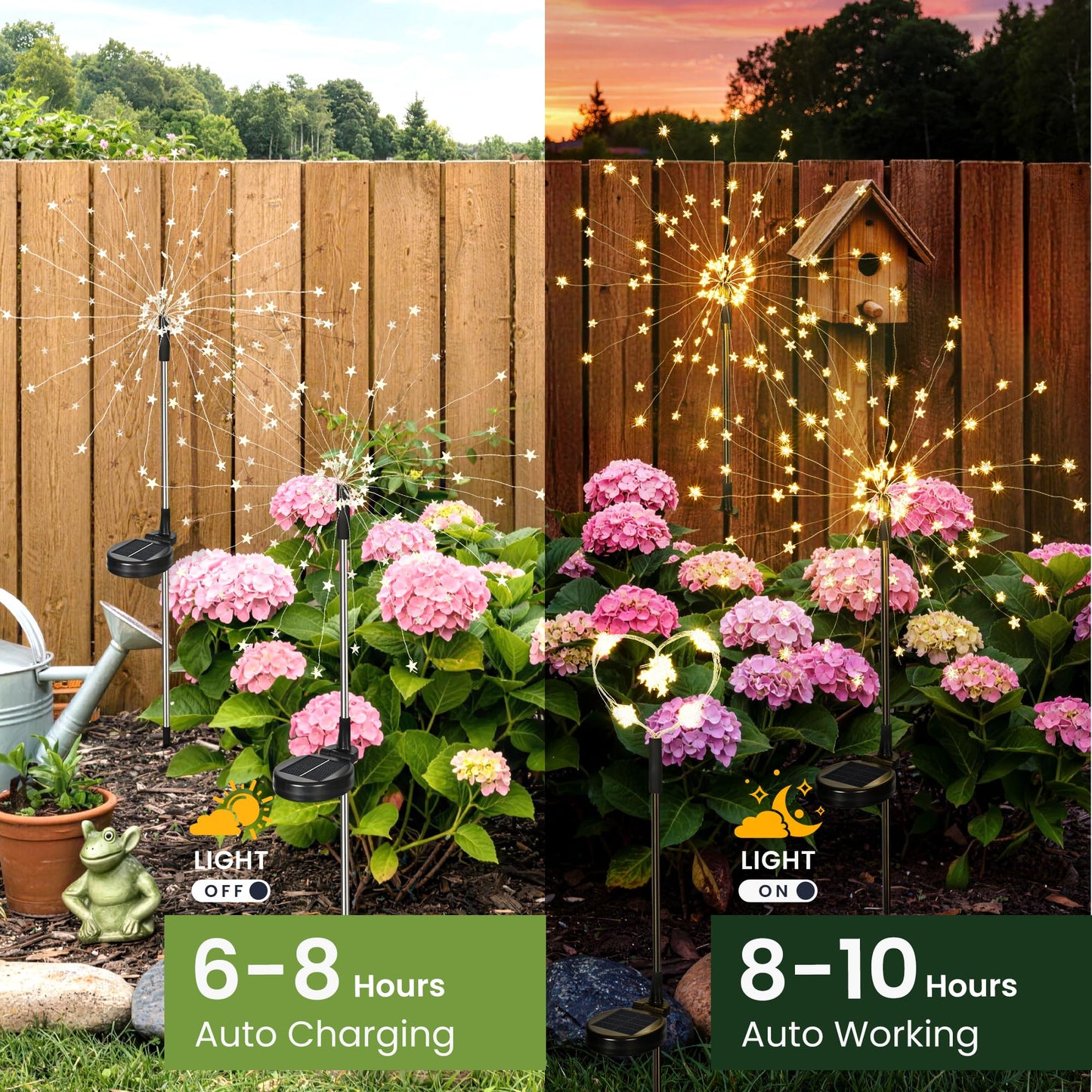 GIGALUMI Solar Lights Outdoor Garden Decor Fireworks Lights, 3 Pack Fairy Lights Outdoor Waterproof Solar Powered, Star-Shaped LED Lights for Yard Patio Pathway Walkway Decor, Warm White