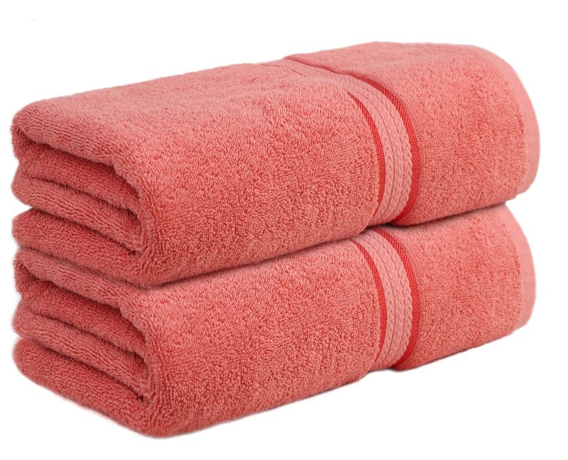 COTTON CRAFT Ultra Soft Bath Sheets - Set of 2 Oversized 35x70 Absorbent Quick Dry 100% Cotton Bath Towel Sheets - Everyday Luxury Hotel Spa Shower Beach Pool Easy Care Large Bathroom Towel - Coral