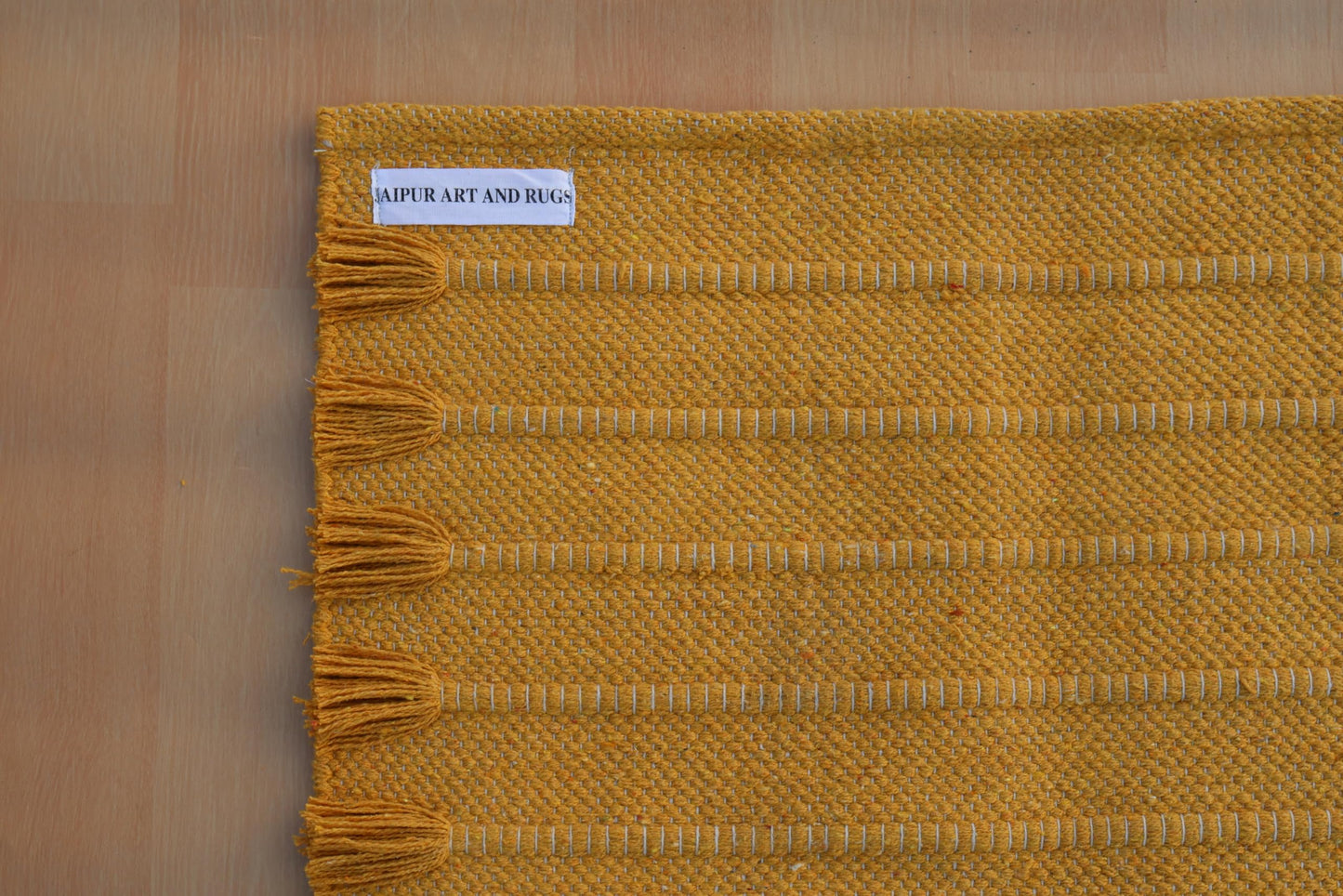 Jaipur art & Rugs Organic Cotton Yoga Mat - Eco-Friendly Hand-Woven Rug - Non Slip & Thick (24”x72”x5mm) for Everyday Fitness at Home - Comfortable Extra-Long (Yellow)