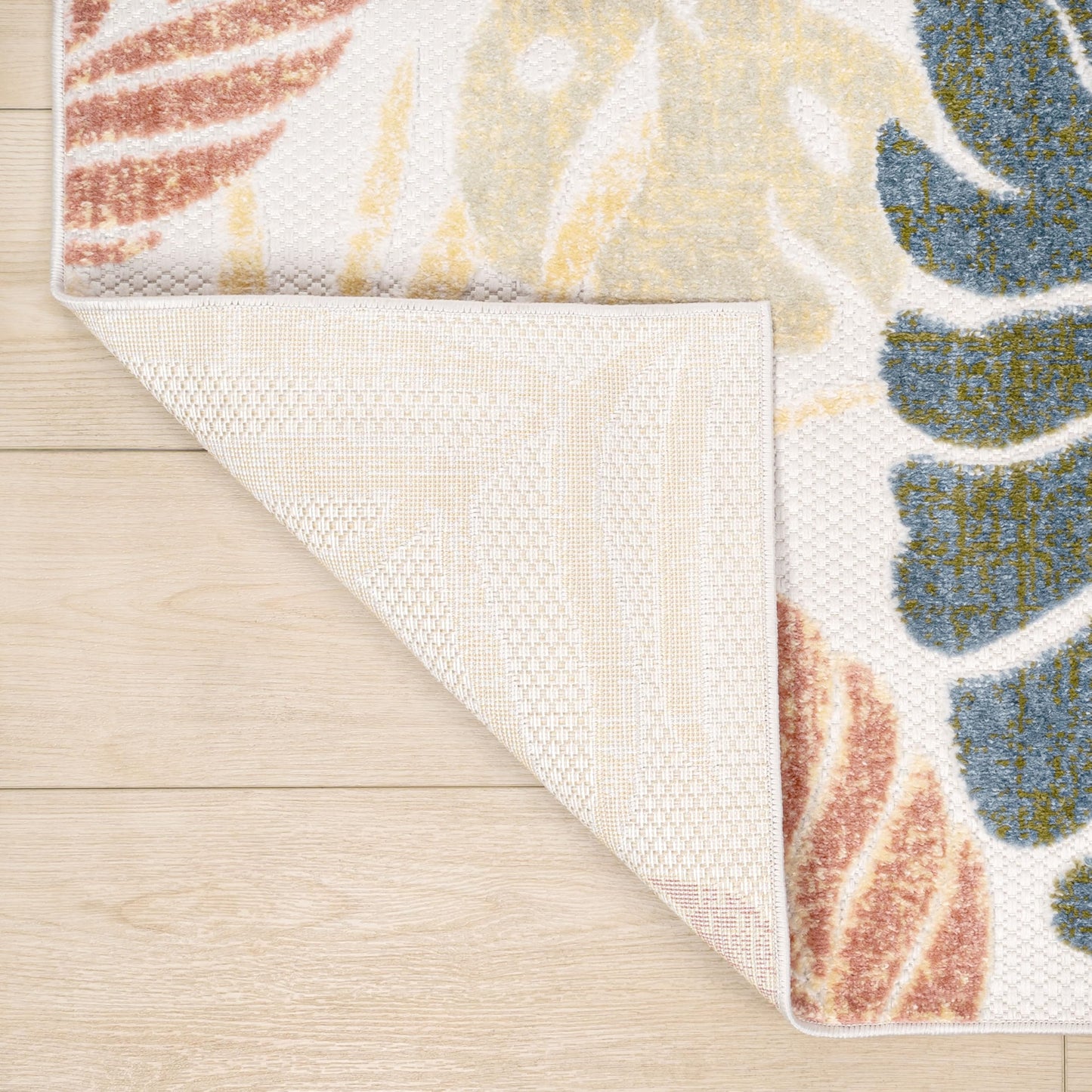 JONATHAN Y Tropical Leaf Indoor Outdoor Area Rug 8x10 Cream/Multi, Monstera High-Low for Backyard, Patio, Porch, Easy-Cleaning, High Traffic, Pet-Friendly, Non-Shedding (AMC113D-8)