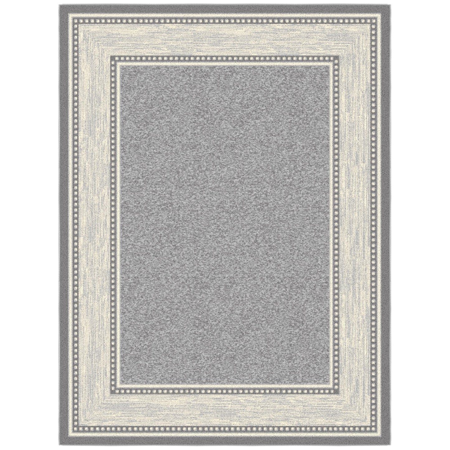 Ottomanson Area Rug 5' x 6'6" – Non Slip Rubber Backed Indoor Rug for Living Room, Bedroom, Dining Room, Low Pile Floor Carpet, Durable Accent Area Rug, Border Light Gray
