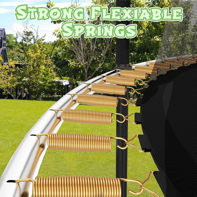 14FT Outdoor Kids Trampoline - Safety Enclosure Net & Ladder, ASTM Approved, Rust-Resistant Frame
