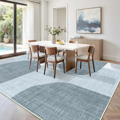 Castage Large Modern Area Rugs 8x10 Washable Rug for Living Room Bedroom Dining Room,Boho Abstract Geometric Non Slip Carpet,Blue Grey
