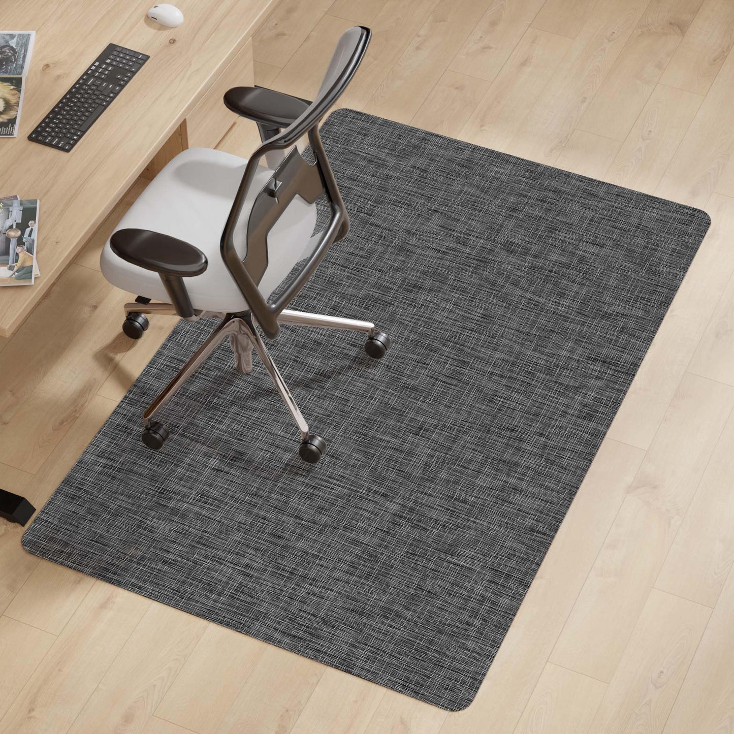 Naturei Office Chair Mat for Hardwood & Tile Floor, 45" x 53"Anti-Slip Desk Chair Mat, Easy Glide Floor Protector for Rolling Chairs, Floor Mat for Office Chair for Home Office (Dark Gery)