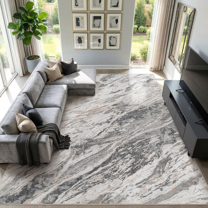 Micgeek Area Rugs for Living Room: 9X12 Abstract Washable Rug Modern Neutral Large Soft Stain Resistant Non-Slip for Bedroom Dining Room Indoor Home Office Carpet - Taupe