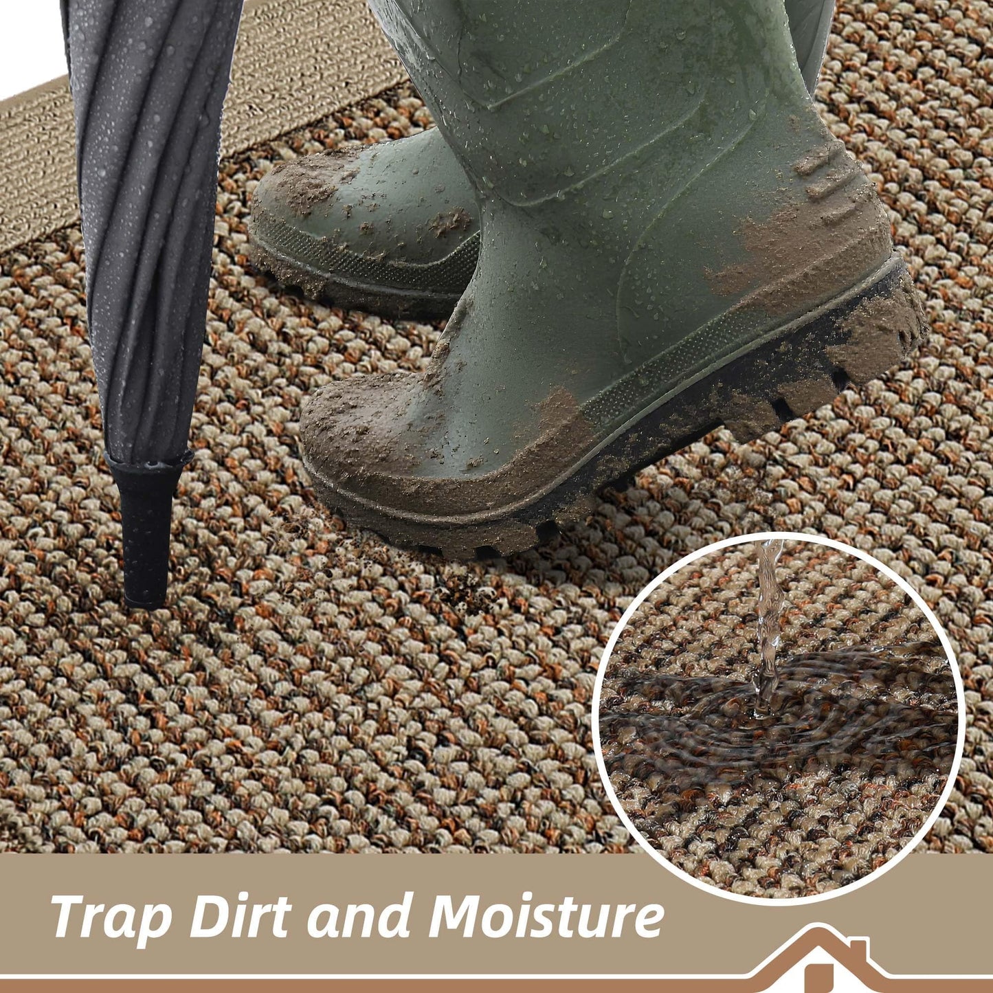 BEQHAUSE Indoor Door Mat 32" x 48", Dirt Trapper Door Mats Non-Slip Entryway Rugs Washable, Trap Dirt Absorbent Welcome Mat, Low Profile Floor Mats for Front Back Door and Entryway, Taupe