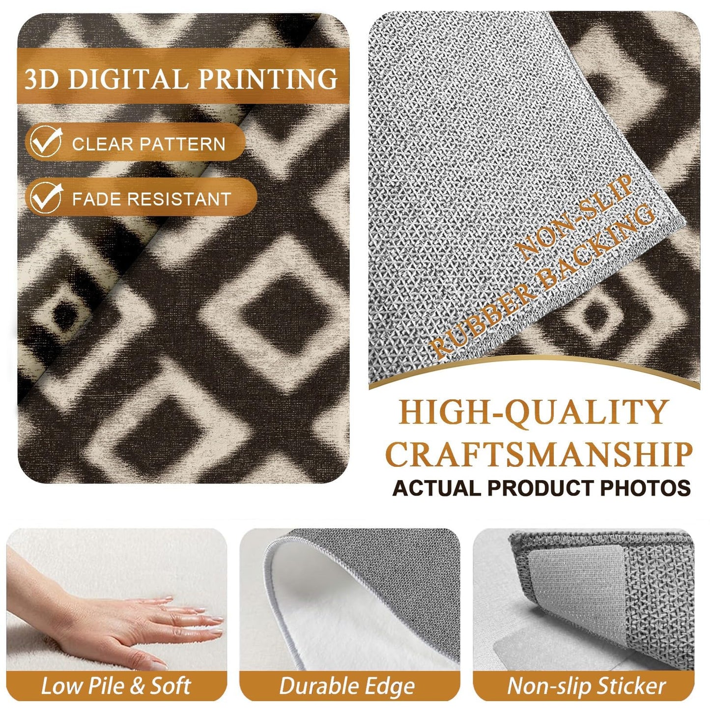 Country Rugs 7x9 - Classic Rustic Geometric Aztec Design, Rural Country Farmhouse Style, Native American Rustic Carpet, Washable Non Slip Soft Large Carpet for Living Room Kitchen