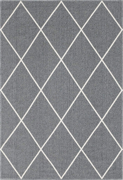 Unique Loom Decatur Collection Contemporary, Geometric, Trellis Area Rug (6' 4 x 9' 0 Rectangular, Dark Gray/ Ivory)