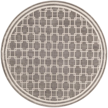 Rugs.com - Uptown Rug – 5 Ft Round Gray Easy-Clean Stain-Resistant Rug – Modern Geometric Design for Living Rooms, Bedrooms, and Entryways