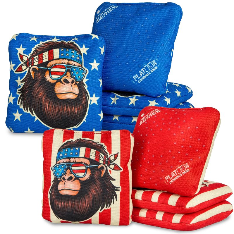 Play Platoon Competition Series Professional Cornhole Bags Set of 8 - Double Sided Slick and Stick with Rubber Sticky Dot Slow Side Corn Hole Bags for Tossing Game - Regulation Weight, Designed in USA