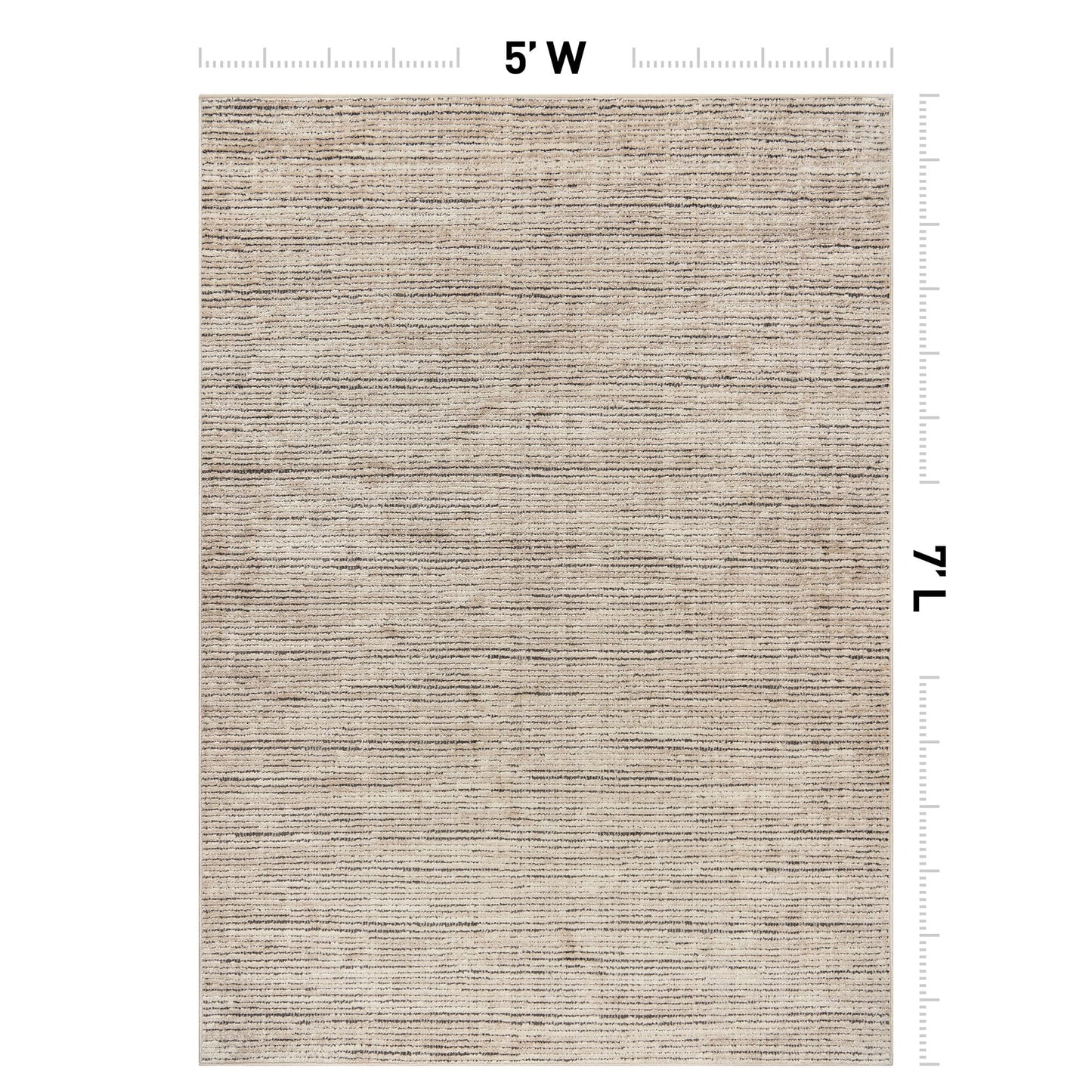 Rugshop Textured High-Low Indoor Area Rug, Neutral Stripe Design, Jute Backing, Living Room Bedroom Kitchen Rug, Easy-Care Spot Clean, 5' x 7' Beige/Gray