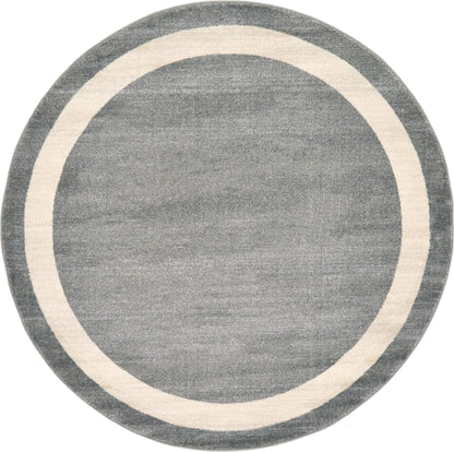 Unique Loom Del Mar Collection Area Rug - Maria (6' 1" Round, Gray/ Ivory)
