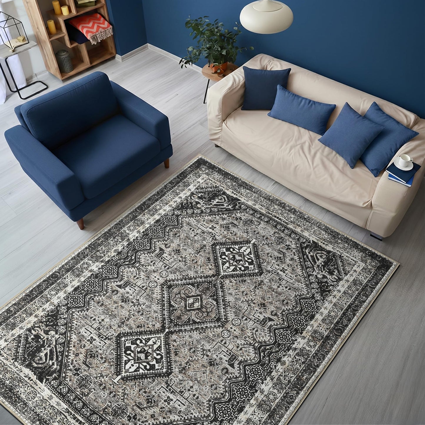 Keen Home Design 3x5 Rug - Machine Washable Entry Rug with Non-Slip Backing, Ideal for Enteryway, Kitchen, Bathroom, Laundry Room - Vintage, Easy Clean, Durable, Low Pile Rug - (3' x 5')