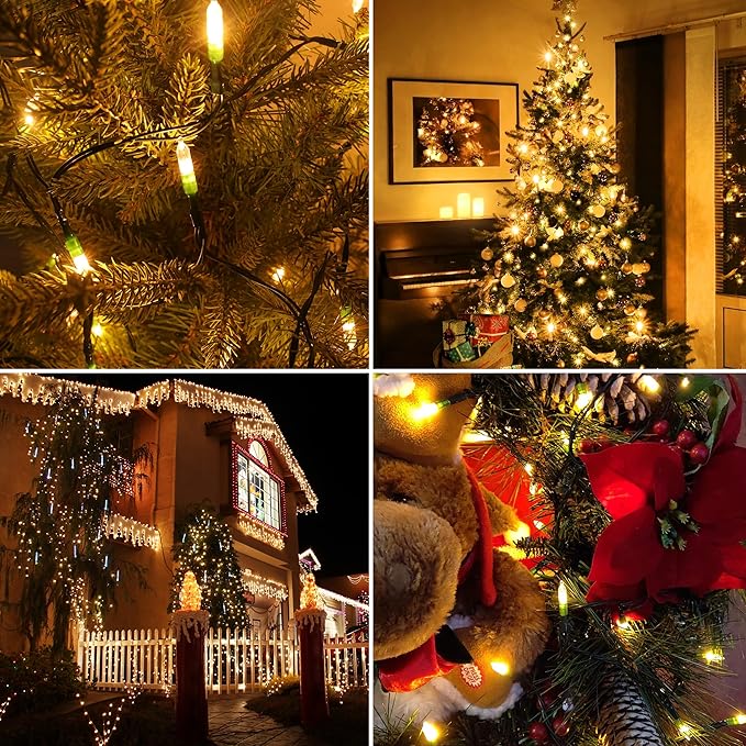 Christmas Light, 100 LED Battery Operated Christmas Lights with Timer for Indoor Outdoor Wreath Wedding Party Garden Home Decor, Waterproof, Warm White 39.5FT
