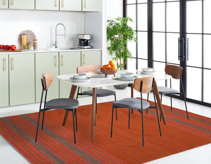 SAFAVIEH Montauk Collection Area Rug - 6' x 9', Orange & Red, Handmade Flat Weave Stripe Cotton, Ideal for High Traffic Areas in Living Room, Bedroom (MTK214B)