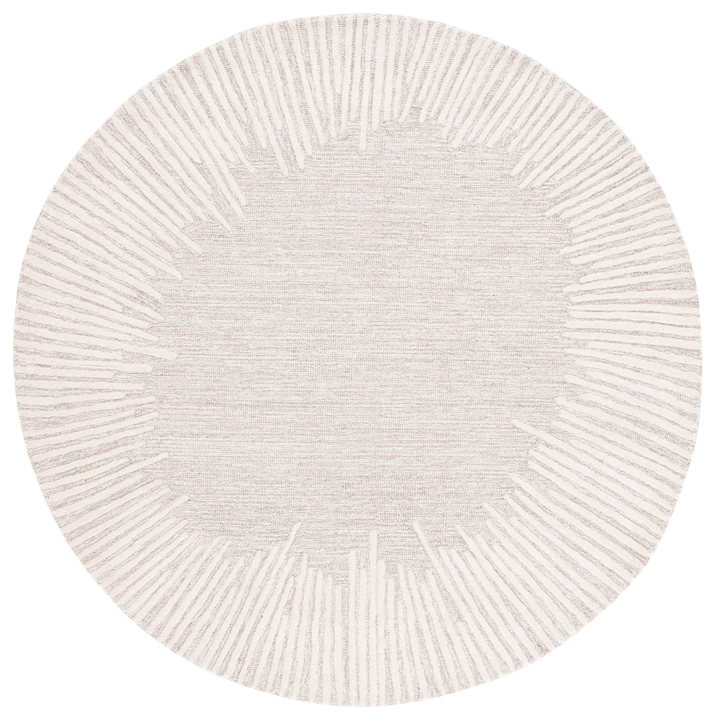 SAFAVIEH Abstract Collection Area Rug - 6' Round, Natural & Ivory, Handmade Wool, Ideal for High Traffic Areas in Living Room, Bedroom (ABT478A)