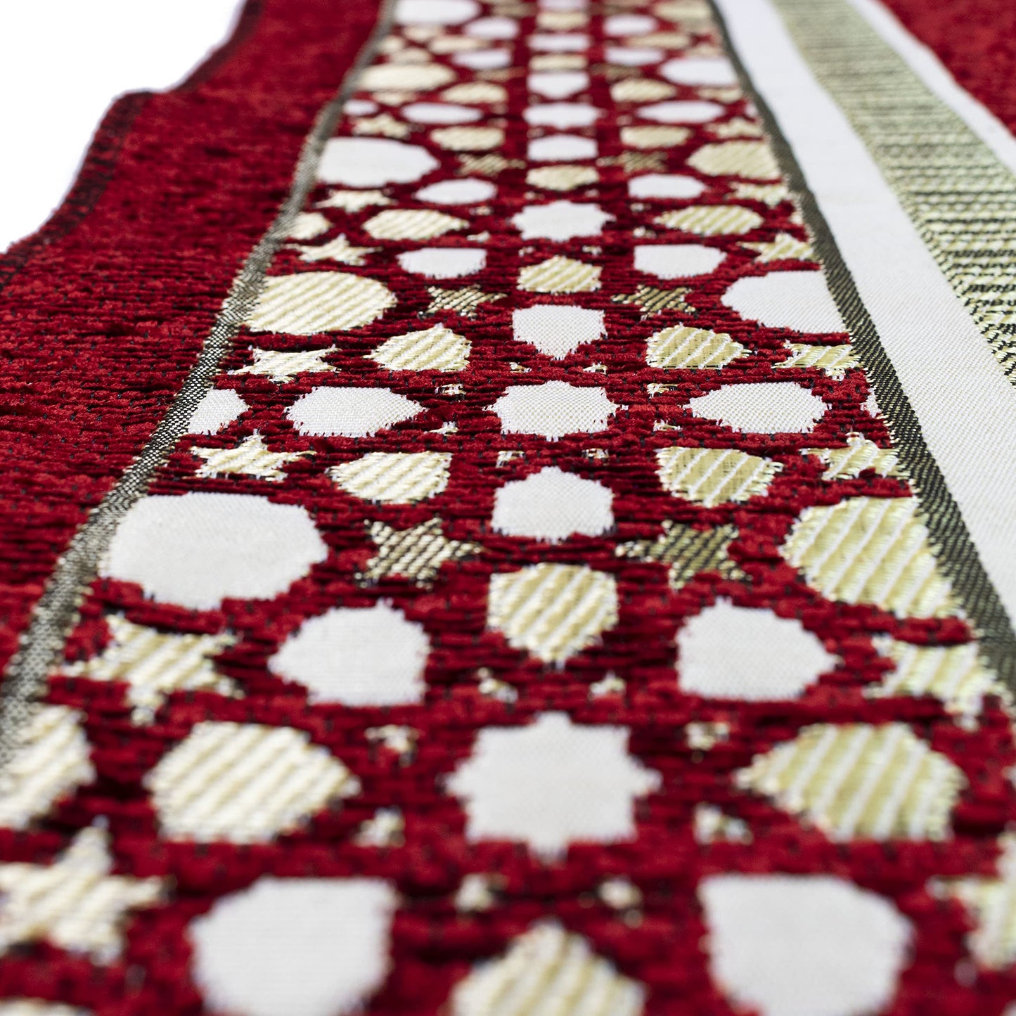 Modefa Turkish Islamic Prayer Mat - Thin Woven Chenille Sajjadah - Intricate Praying Rug Ramadan Eid Gift - Traditional Muslim Janamaz Sajada for Men Women - Geometric Selcuk Star (Red)