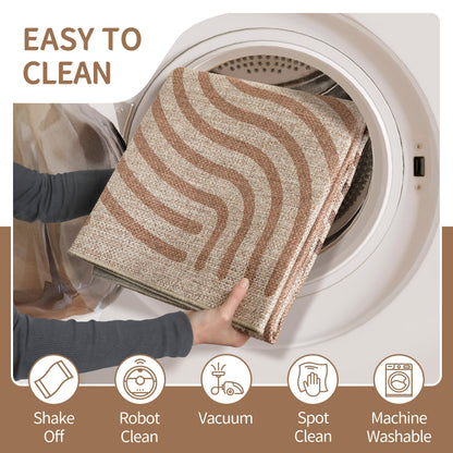 CASTLYE Easy Jute 8x10 Brown Outdoor Patio Rug Machine Washable Boho Carpet
