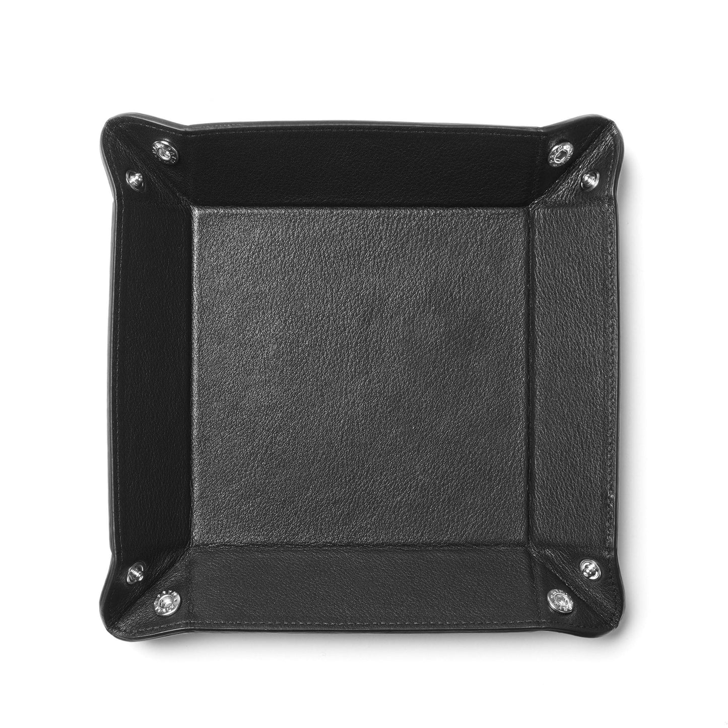 Leatherology Black Onyx Rectangle Valet Tray – Travel-Friendly Catchall Organizer with Snap Corners, Stitched Edge Detail & Gift Box – Desk Tray for Keys, Wallet, Watch & Accessories