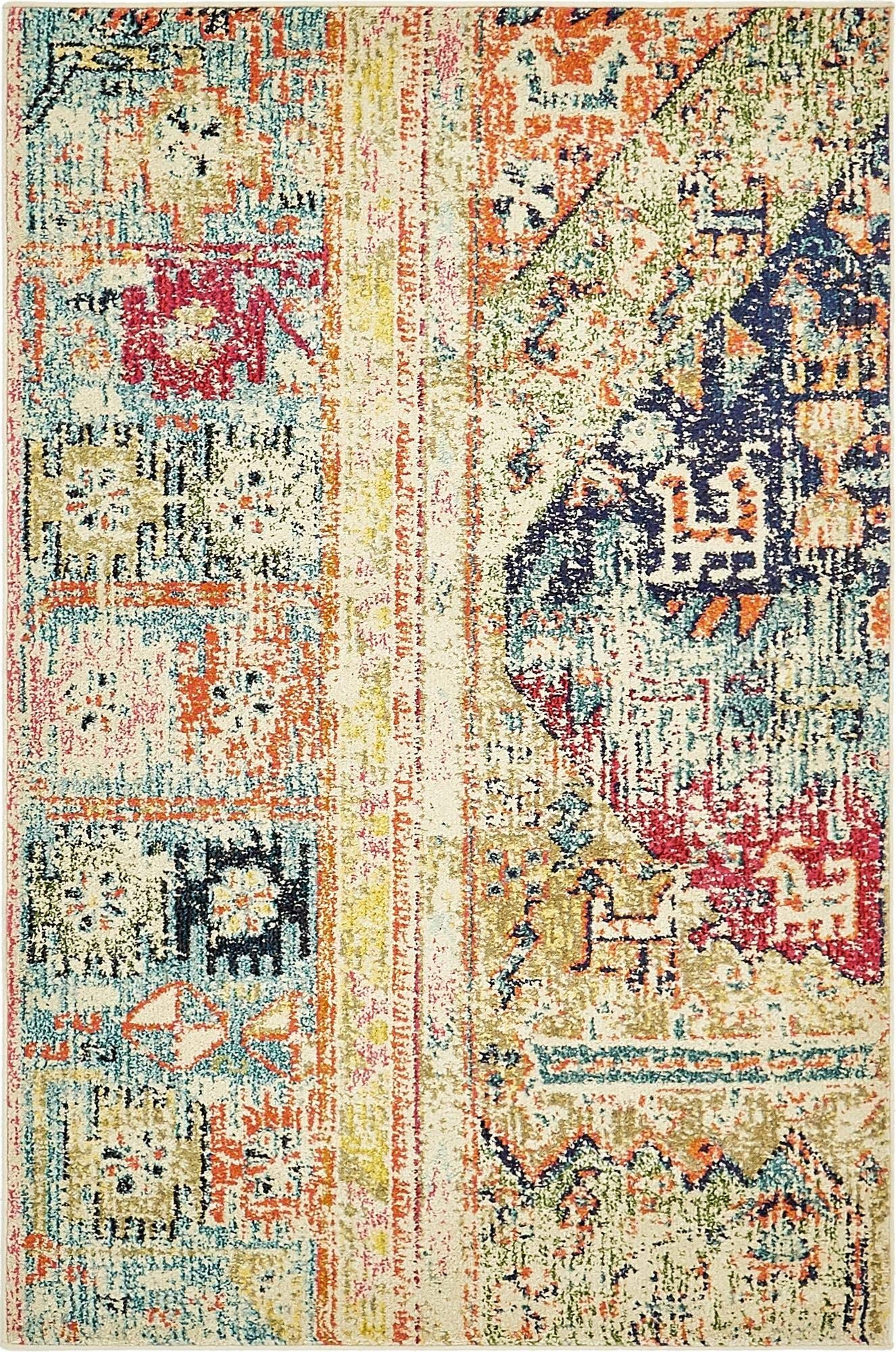 Rugs.com El Paso Collection Rug – 4' x 6' Multi Medium Rug Perfect for Living Rooms, Large Dining Rooms, Open Floorplans
