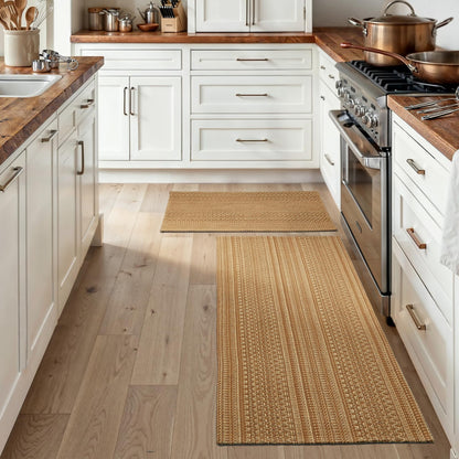 MatEssenz Cotton Blend Kitchen Rug Set 2 Piece, American Country Woven Runner Rug and Doormat, 20"x48"+20"x30", Rustic Farmhouse Washable Area Rugs for Kitchen, Laundry, Entryway
