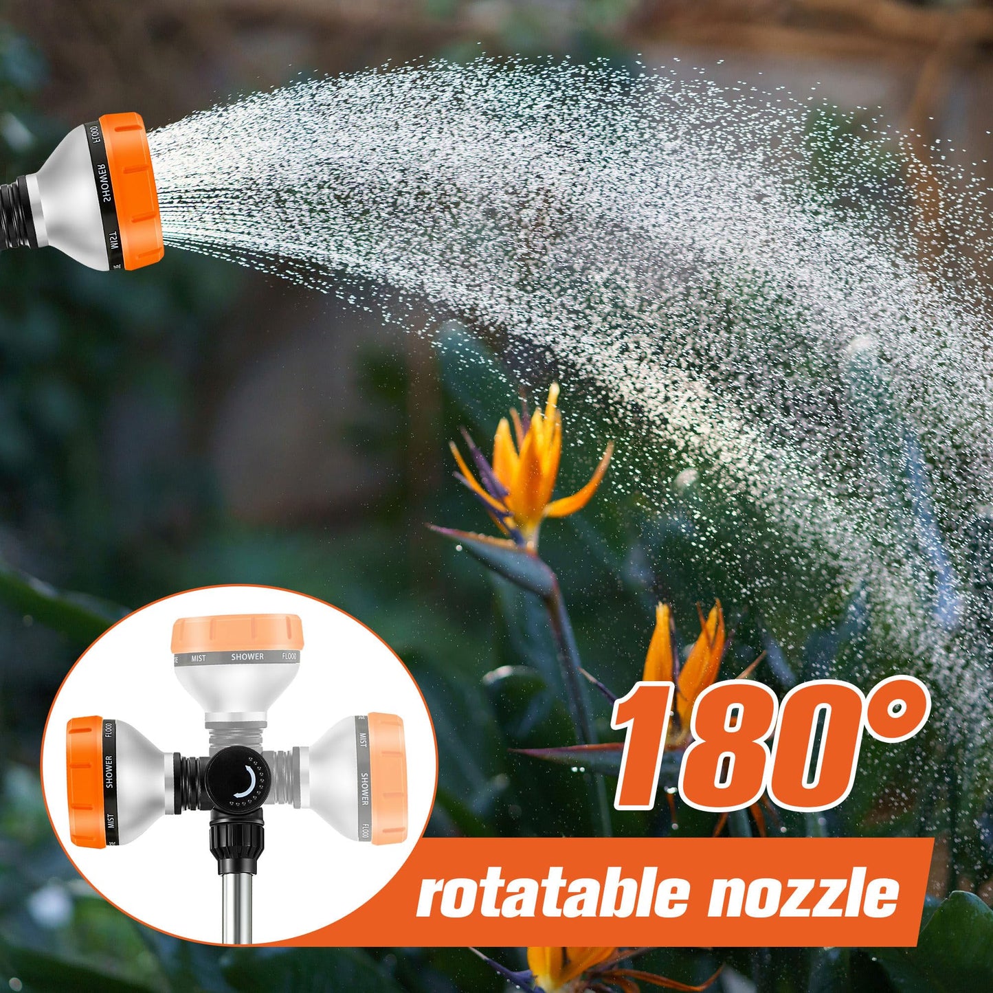Saillong 2 Pack Garden Hose Wand, Adjustable Watering Wand with Textured Handle, 8 Spray Patterns Hose Sprayer for High Plants, Lawn, Car Washing and Irrigation