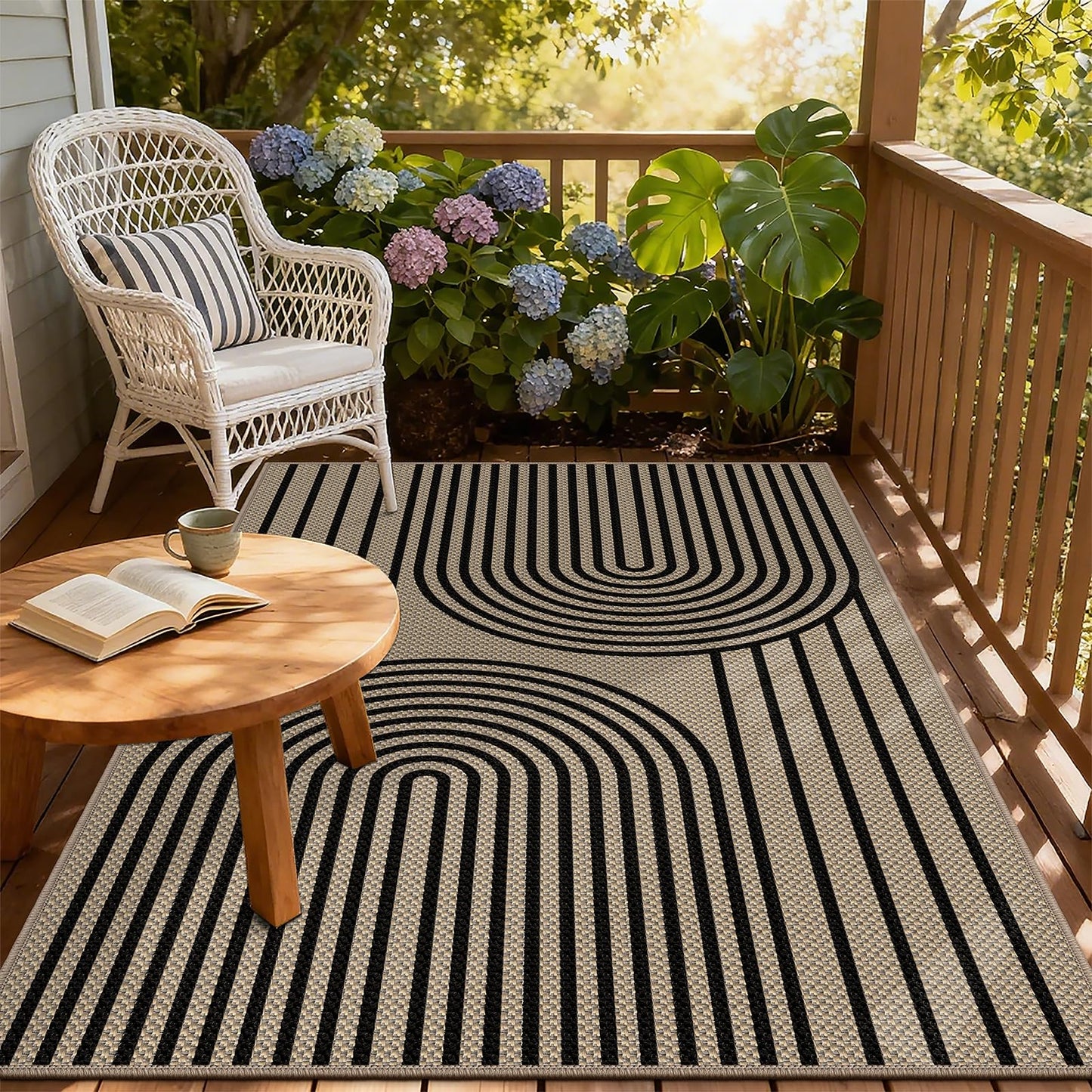 VSIWB Easy Jute Rugs for Entryway, 3' x 5' Indoor Outdoor Rug, Black Farmhouse Washable Ultra-Thin Non-Slip Area Rug for Foyer, Backdoor, Living Room, Kitchen, Bedroom, Balcony