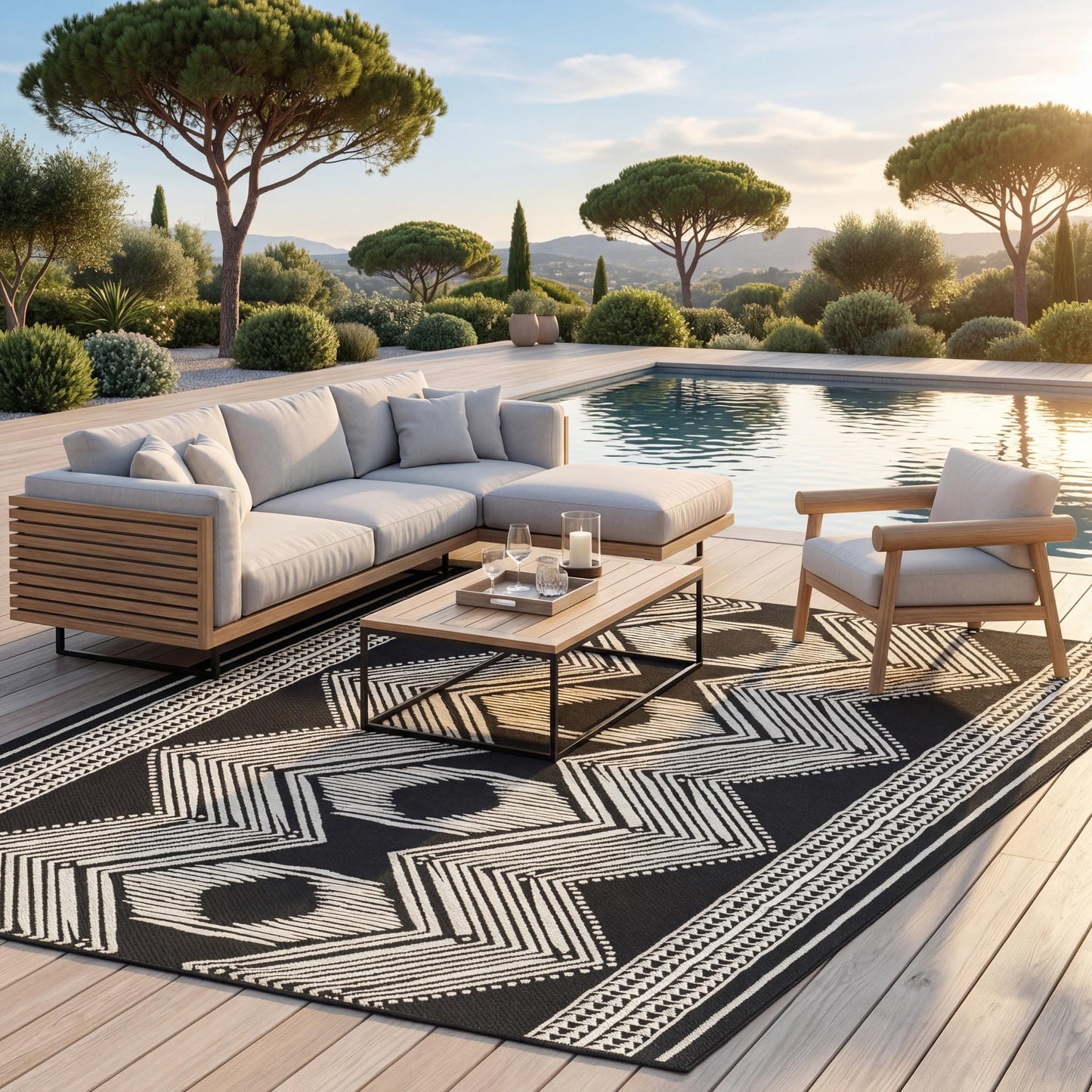 Nuloom Ranya Black/Ivory, 8' x 10', Tribal Geometric, Soft and Cozy, High Traffic, Stain Resistant, Easy Clean, Durable Area Rug for Indoor/Outdoor Patio, Deck, Porch, Garden, Courtyard