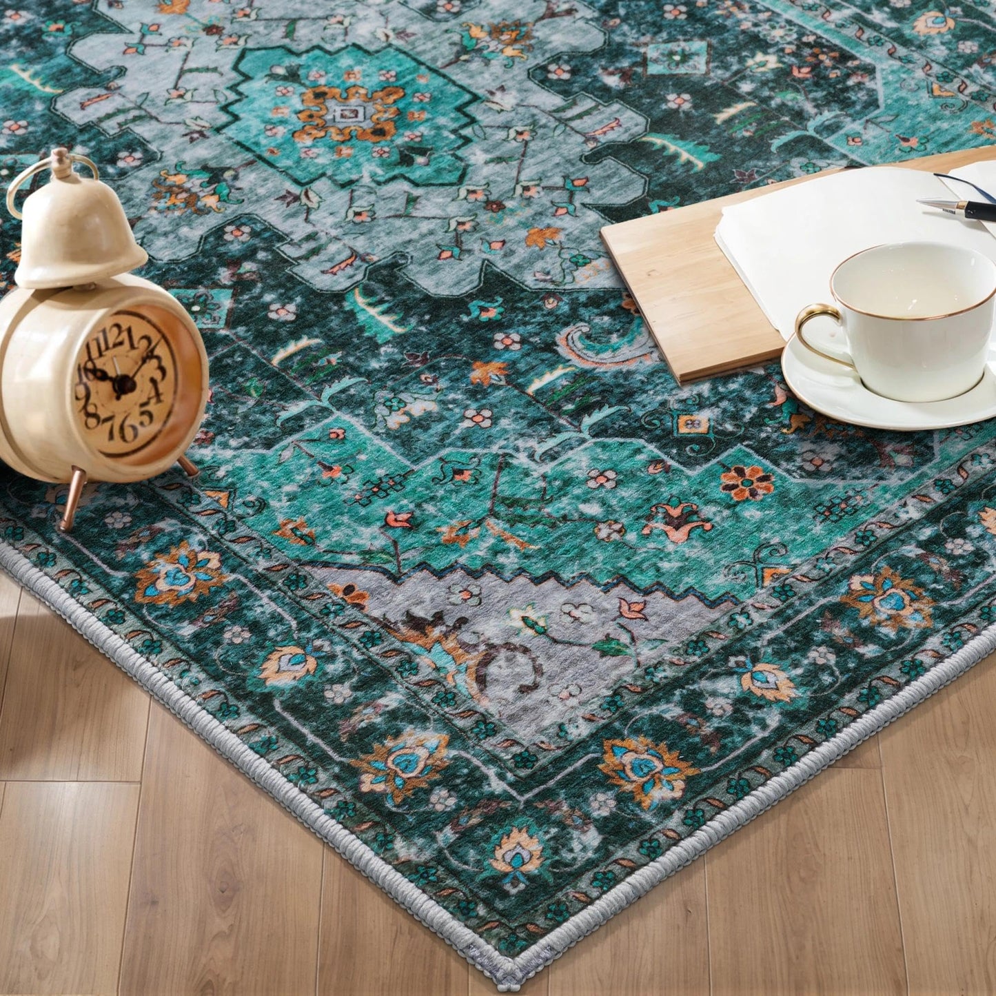 Ciicool 3x5 Entryway Rug Indoor,Washable Non-Slip Low Pile Ultra Soft Area Rugs for Large Kitchen Bedroom Bedside Living Room Distressed Boho Carpet Home Decor