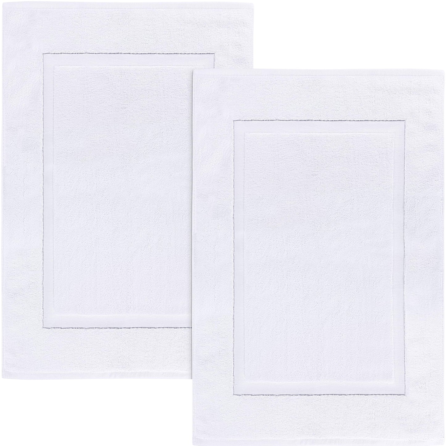 Utopia Towels Cotton Banded Rug, Bath Mats, Not a Bathroom Rug, 21 by 34 Inches, 100% Ring Spun Cotton, Highly Absorbent Shower Bathroom Floor Mat, White, 2 Pack