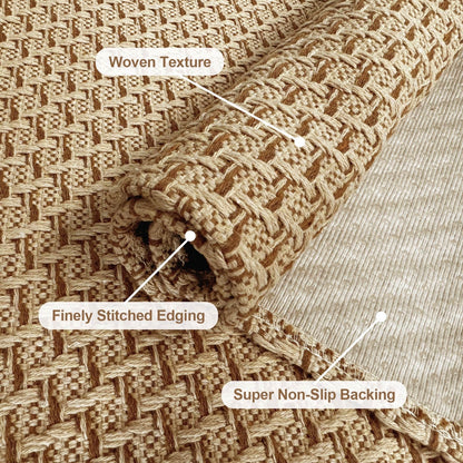 HAPACE Braided Rug Faux Jute Entryway Rug 2' x 3' Non-Slip Backing Machine Washable Natural Boho Stain-Resistant Area Rugs for Bathroom, Living Room, Doormat, Farmhouse, Laundry, Kitchen Light Brown