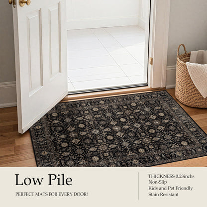 Ruaruarug Washable Area Rug 5x7 for Living Room, Bedroom, Ultra Soft Non Slip Stain & Fade Resistant, Pet & Kids Friendly, Suitable for High Traffic Areas Easy to Clean for Office Kitchen, Black Gold