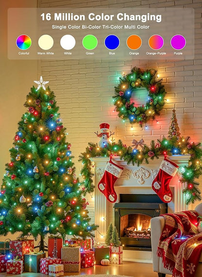 Minetom LED Color Changing Smart RGB Christmas Tree Lights, 198ft 600LED String Lights, 16 Milion Adjustable Colors Fairy Lights with Remote & Timer & Memory Function for Xmas Tree Holiday Party