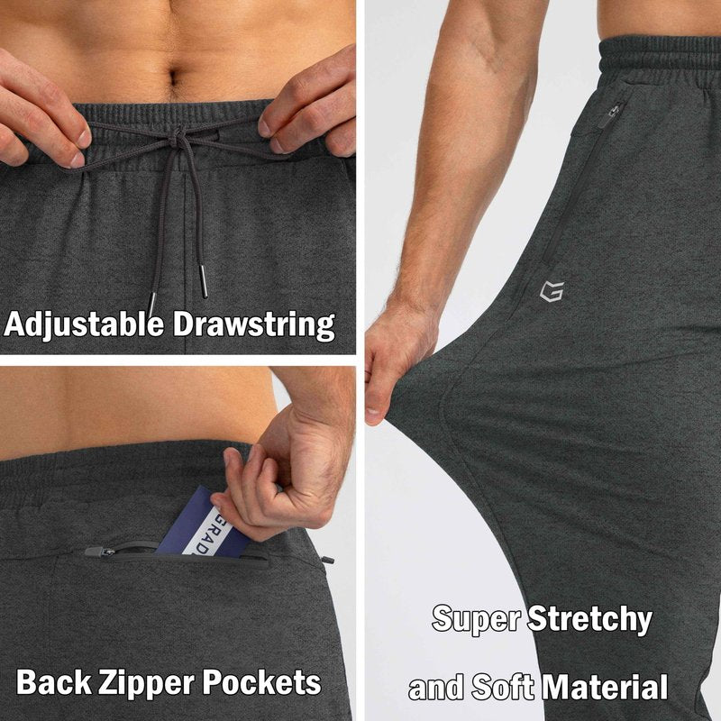 G Gradual Men's Sweatpants with Zipper Pockets Tapered Joggers for Men Athletic Pants for Workout, Jogging, Running (Heathered Black, 3X-Large)