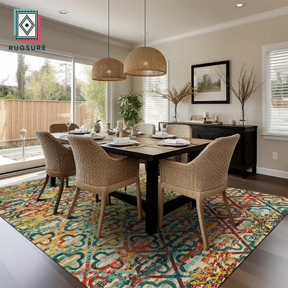 RUGSURE Washable Area Rugs, 8' x 10' - 1/6 Thick - Stain & Water Resistant Non-Slip - Perfect Resistant Rug for Living Room, Bedroom, Nursery, Pet & Child Friendly, Vibrant Colors Rugs, Multicolor