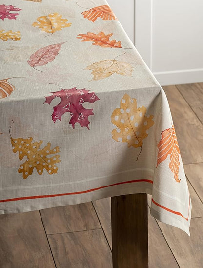 Maison d' Hermine Table Cloth Rectangle Table 100% Cotton 70 x 90 Inches Fall Tablecloth Reusable Everyday Use for Thanksgiving Christmas Decorations Dining Farmhouse Party (Colours of Autumn)
