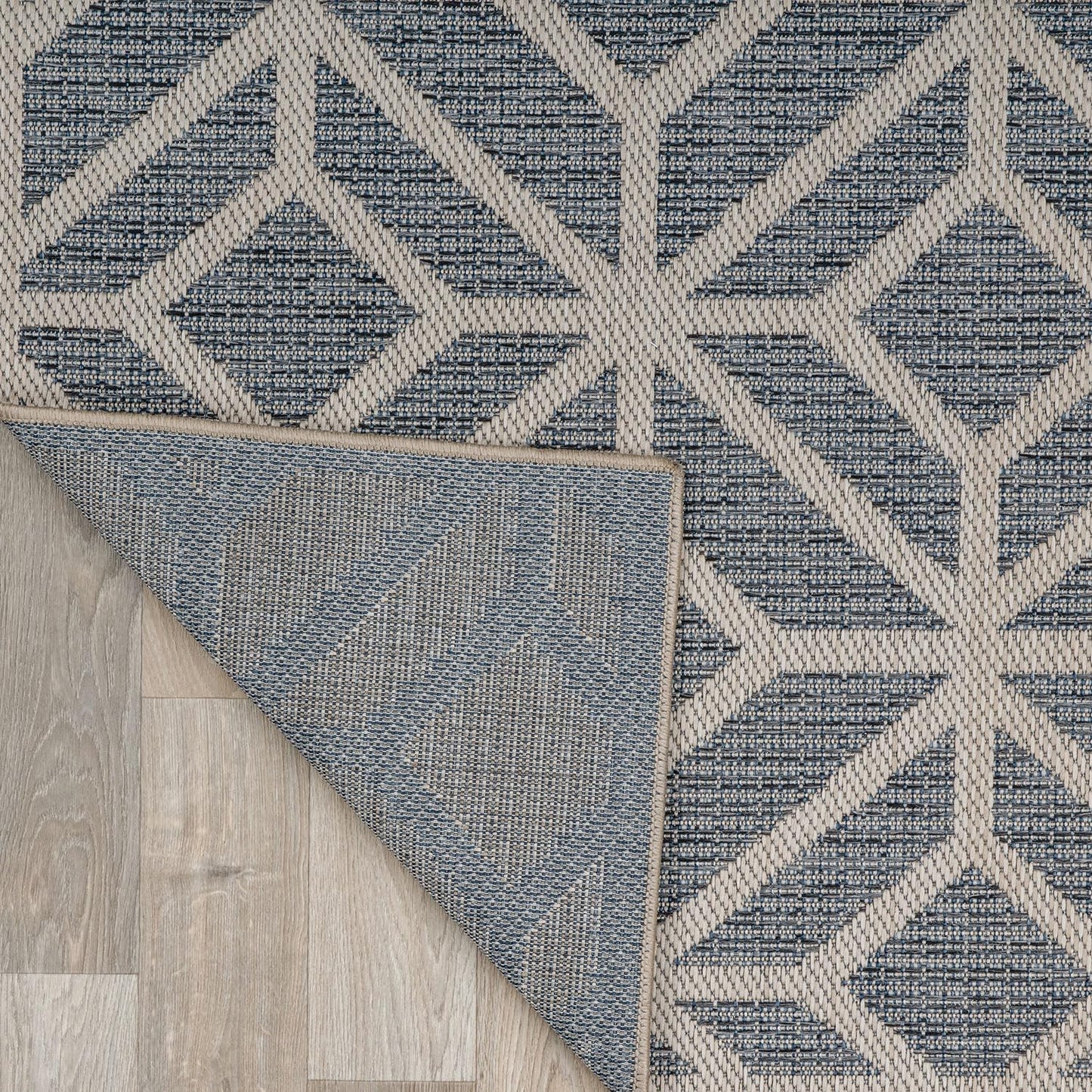 Rugshop Blue Contemporary Geometric Indoor/Outdoor Area Rug — Hose Washable for Living Room, Dining Room and Bedroom, 4' x 6'